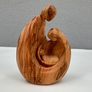 Carved Olive Wood Holy Family Statue D'Olivo Nativity Jesus Mary Joseph Figurine